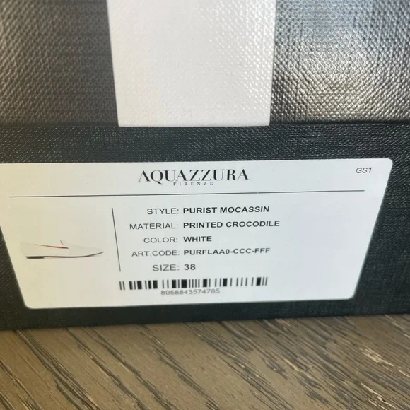 Authentic Aquazzura crocodile print leather Mocassin - white - Picture 5 of 6